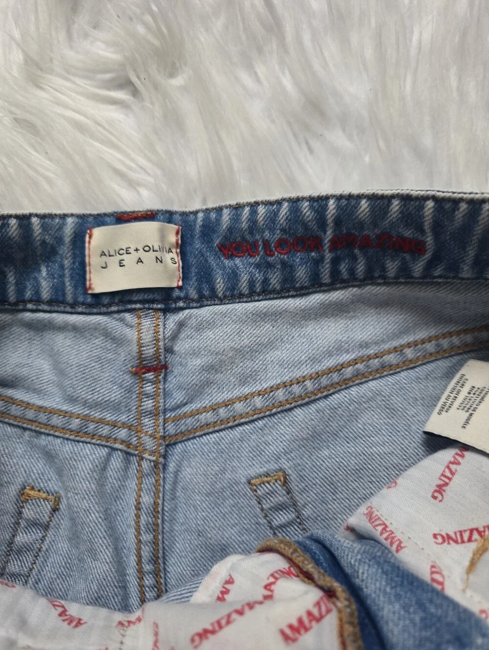 Alice + Olivia Washed Light Blue Distressed Denim Cutoff Shorts